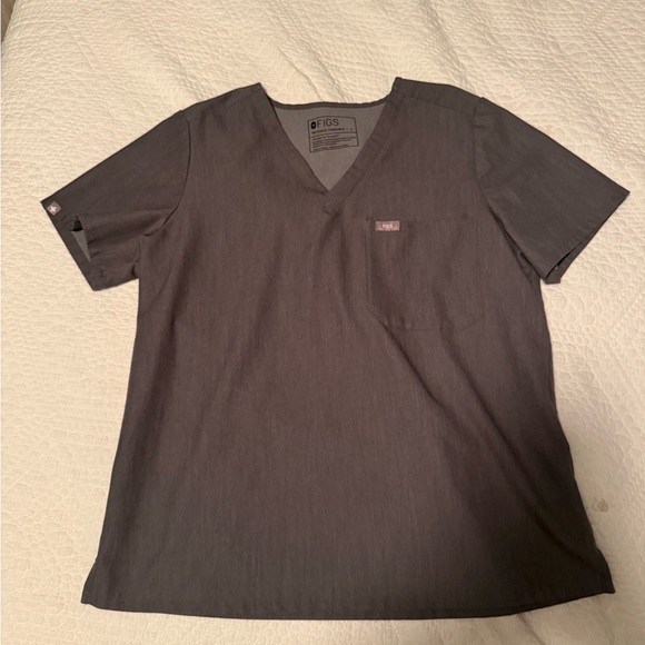 Figs Charcoal V-Neck Scrub Top - Picture 2 of 4